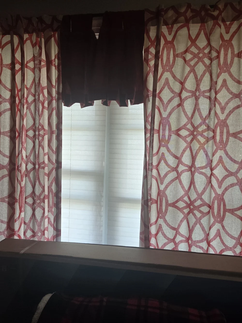 Home Accents Red Geometric Window Curtains - Brand